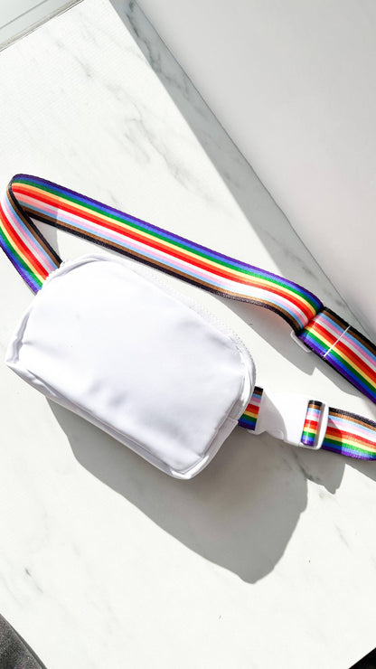 White Rainbow Belt Bag | Pride, Movement & Everyday Utility