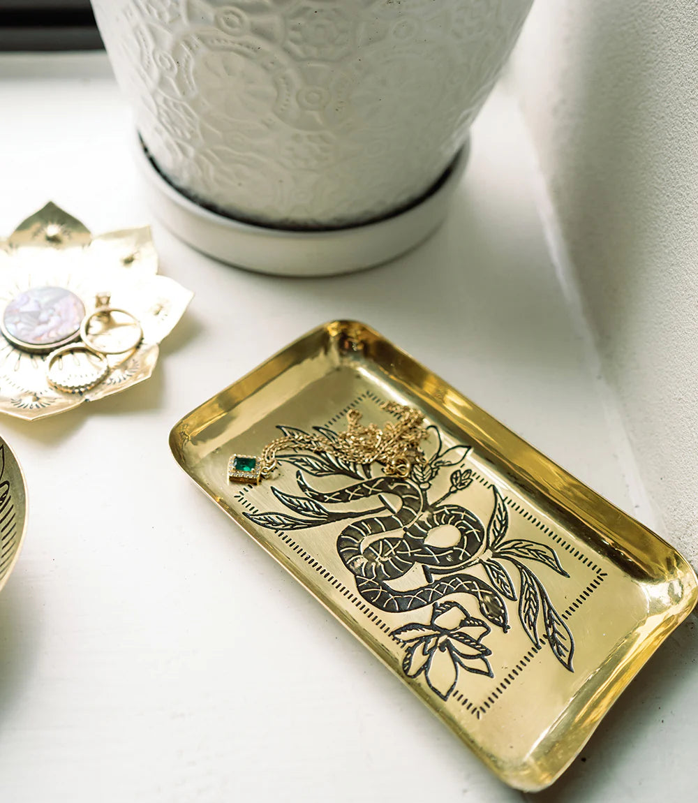 Saanp Snake Catchall Tray | Brass Symbolic Storage Tray