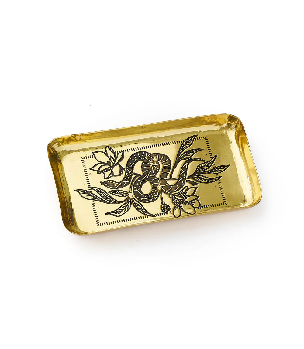 Saanp Snake Catchall Tray | Brass Symbolic Storage Tray