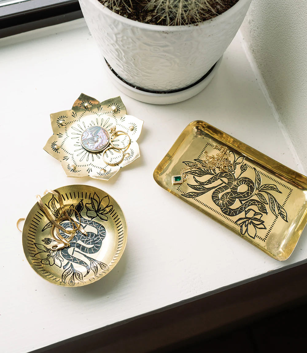 Saanp Snake Catchall Tray | Brass Symbolic Storage Tray