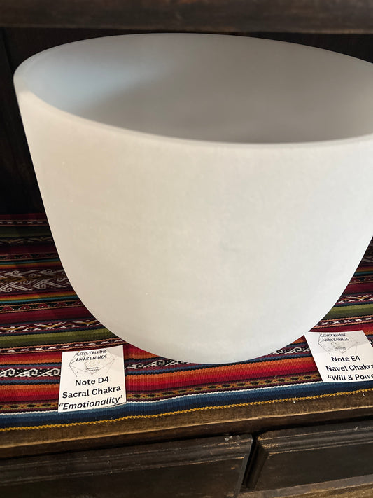 Frosted Quartz Crystal Singing Bowl (13") | D4 | A=432 Hz | Sacral Chakra