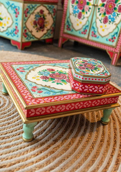 Rikisha Bajot Table | Hand-Painted Rajasthani Craft