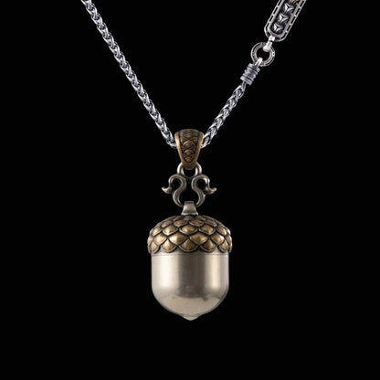 Acorn Capsule Pendant | Brass & White Bronze | Coppertist.Wu