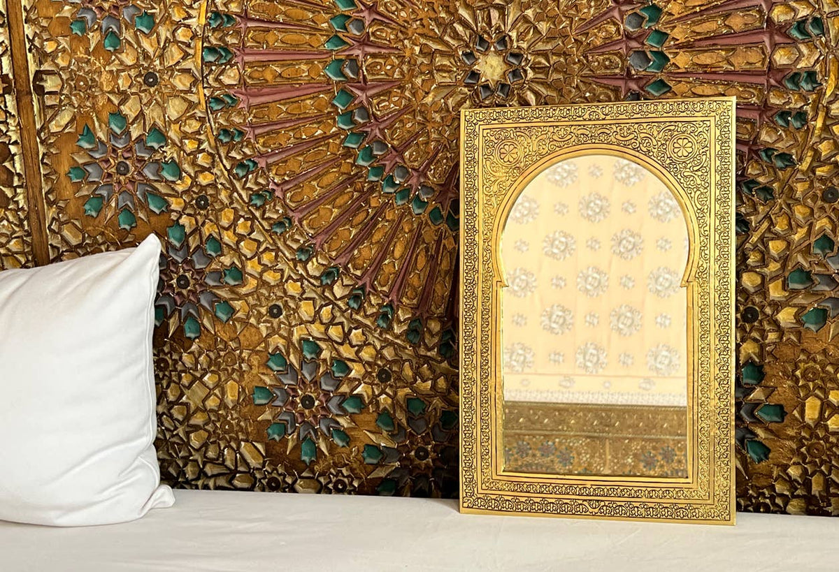 Moroccan Brass Mirror | Hand Embossed Decorative Mirror