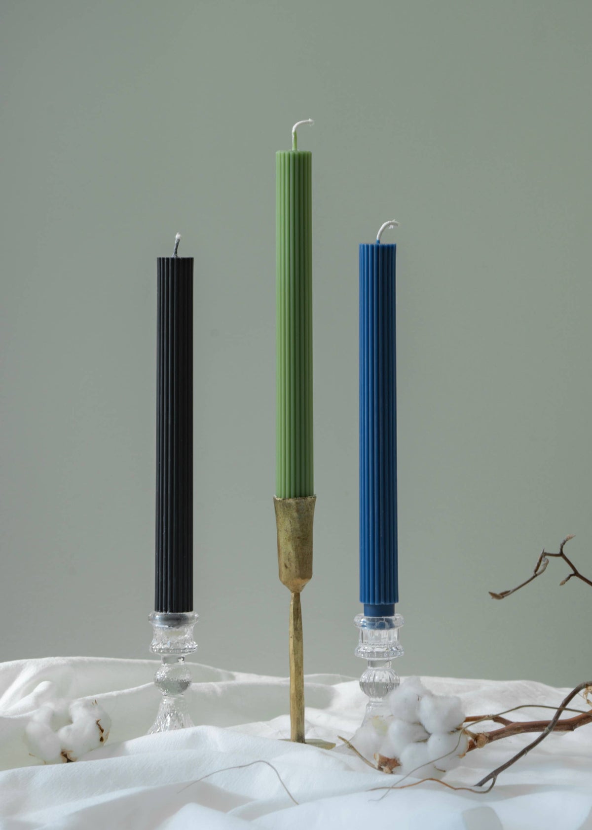 Ribbed Taper Candle | Beeswax & Soy Blend