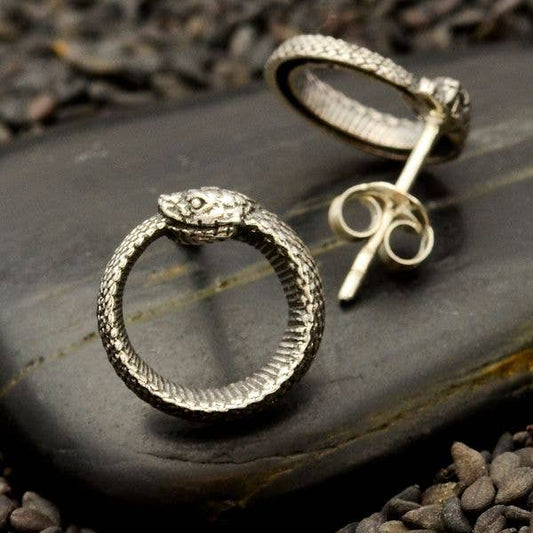 Ouroboros Post Earrings | Sterling Silver