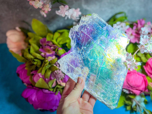 Raw Aura Selenite from USA | Iridescent Cleansing Crystal
