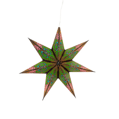 Fe Spring | 7 Point 8 " Black/Green/Blue/Pink w/ Glitter | Paper Star Light