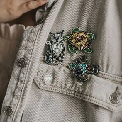 Bala Mani Beaded Bird Brooch Pin | Handmade Fair Trade