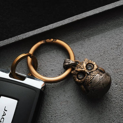 Owl Fidget Pendant Keyring| Brass & White Bronze | Coppertist.Wu