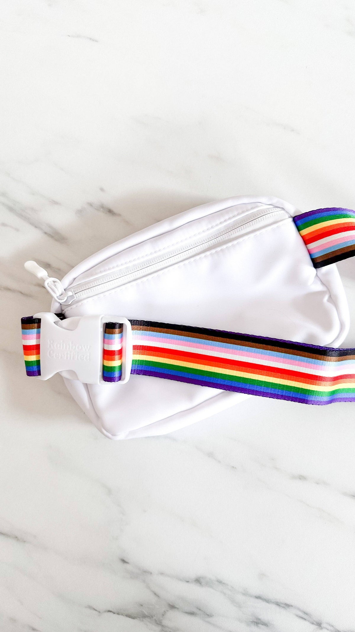 White Rainbow Belt Bag | Pride, Movement & Everyday Utility