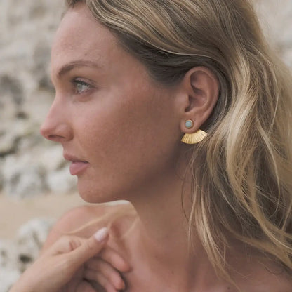 Sunbeam Stud | Larimar, Sterling Silver | Bahgsu Jewels
