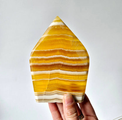 Yellow Calcite Teardrop Flame | Polished Crystal for Confidence