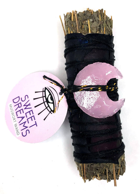 Sweet Dreams Ritual Wand | Mugwort & Pink Opalite Moon