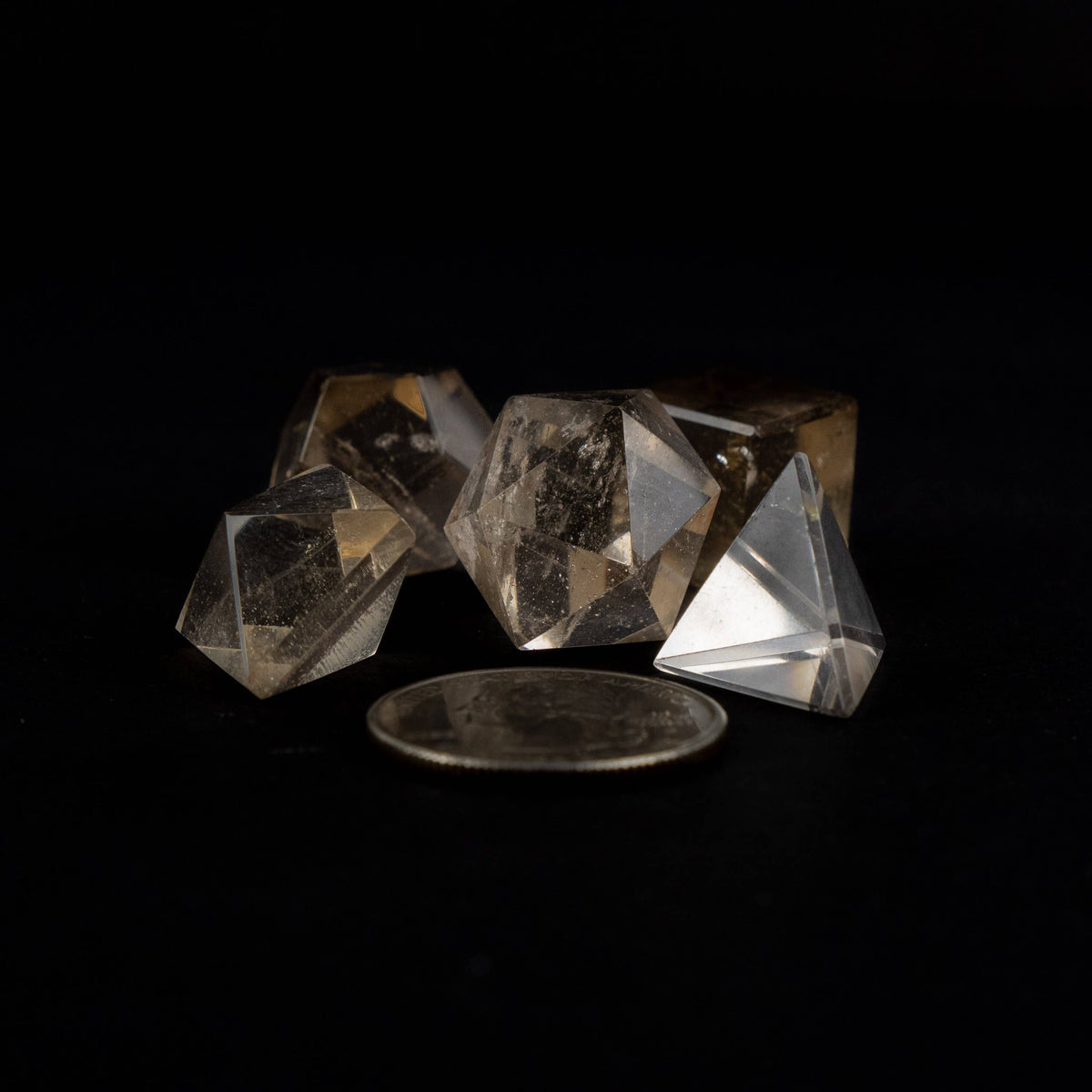 Five Platonic Solids Crystal Set | Smoky Quartz