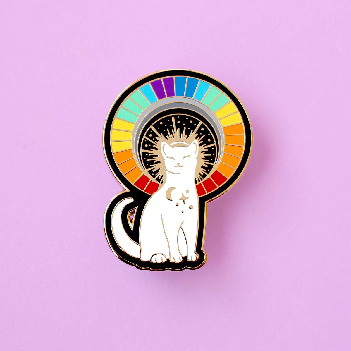 Rainbow Cat Enamel Pin | Colorful Cat Collectible Pin