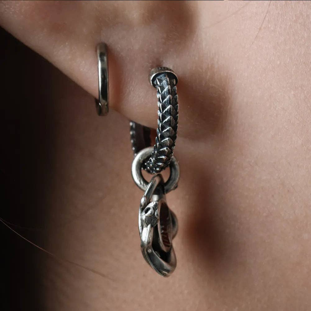 Snake Skin Earrings | Oxidized Silver | Coppertist.Wu