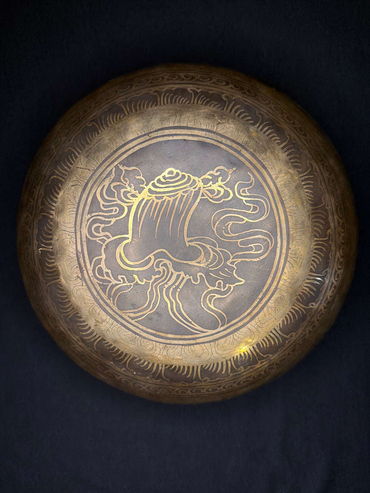 10.5" Himalayan Metal Singing Bowl | Black Patina | Hand Hammered