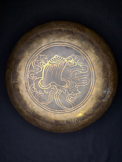 10.5" Himalayan Metal Singing Bowl | Black Patina | Hand Hammered
