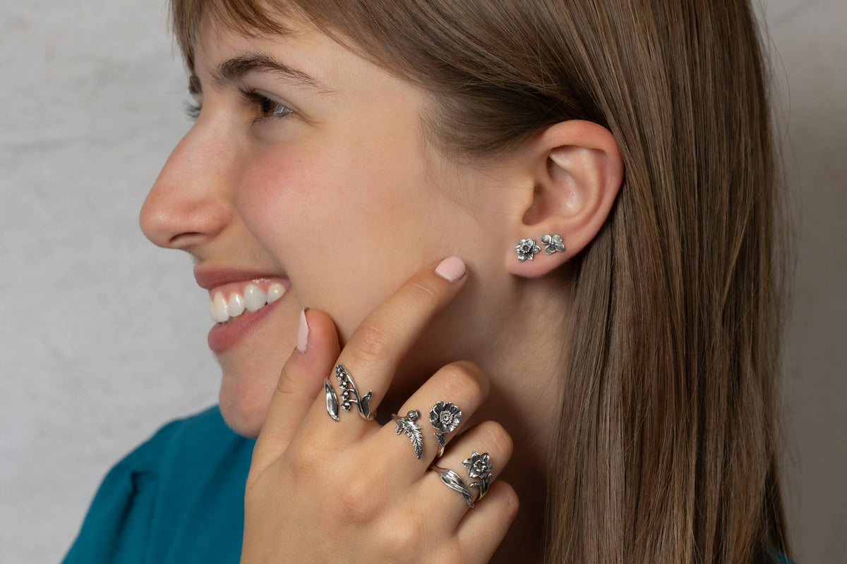 Birth Flower Rings | Sterling Silver Adjustable