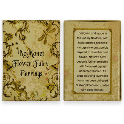 Italian Courtesan Flower Fairy Earrings | Hand-Painted Brass & Swarovski Crystal