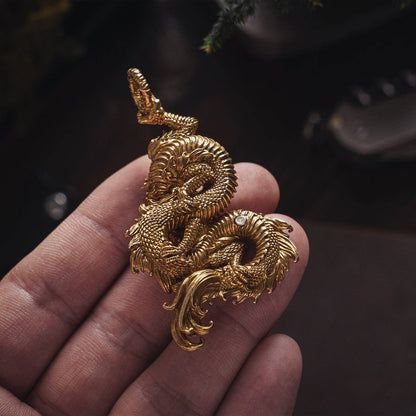 Oriental Dragon Pendant | Solid Brass | Coppertist.Wu