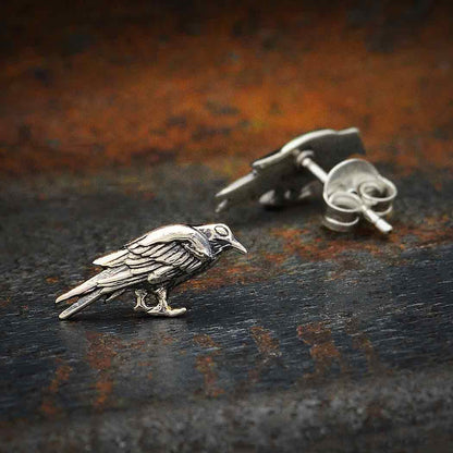 Raven Post Earrings | Sterling Silver
