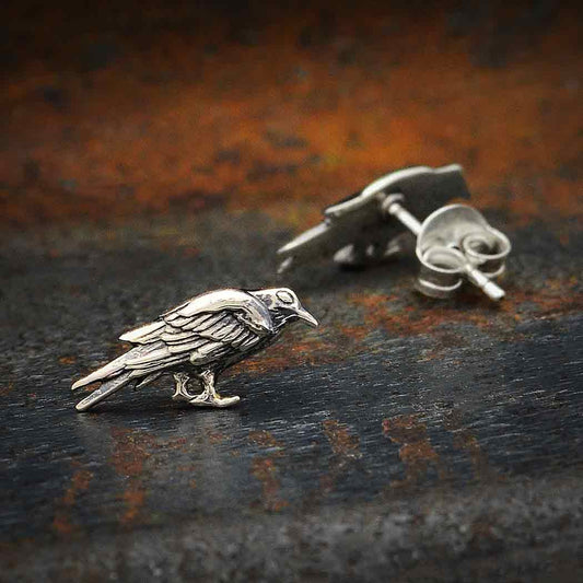 Raven Post Earrings | Sterling Silver