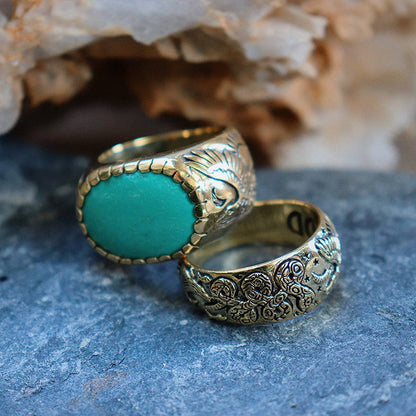 Xavier Rudd Collaboration Ring | Turquoise, Brass | Bahgsu Jewels