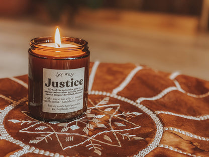 Justice Tarot Inspired Soy Candle | Vanilla, Tonka, Sandalwood & Guaiac Wood