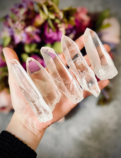 Silver Lemurian Quartz Points from Brazil | Raw Crystal Points