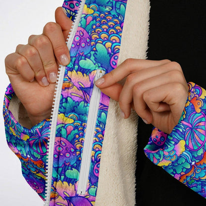 Psychedelic Mushrooms Zipper Cloak | Recycled Performance Fleece | Manifestie
