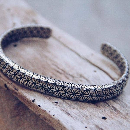 Flower of Life Cuff | Brass or Indian Silver | Bahgsu Jewels