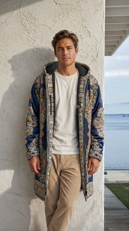 Classic Blue Persian Zipper Cloak | Recycled Performance Fleece | Manifestie
