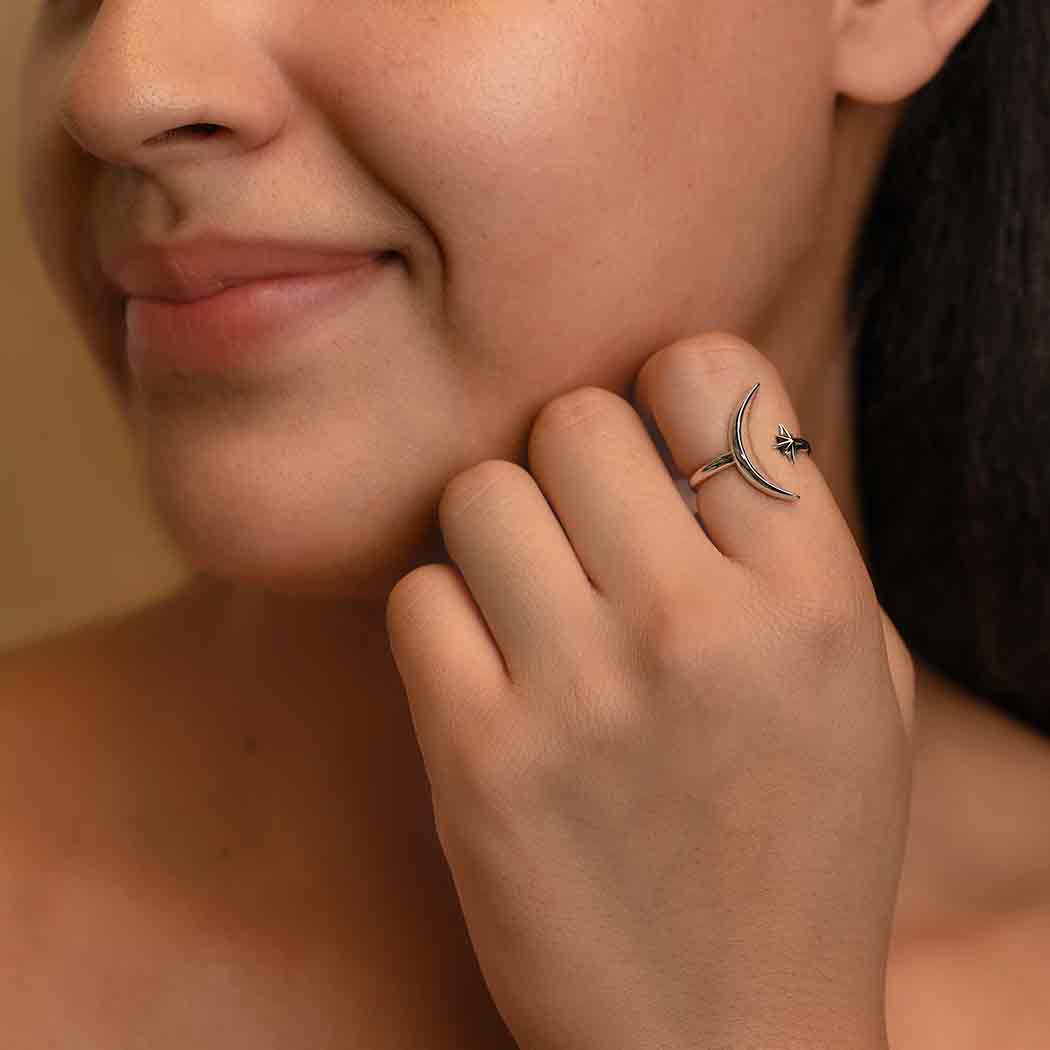 Moon & Star Ring | Recycled Sterling Silver
