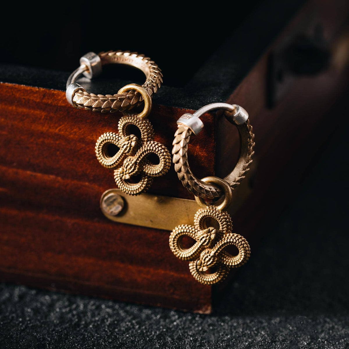 Double Snake Hoop Earrings | Brass | Coppertist.Wu