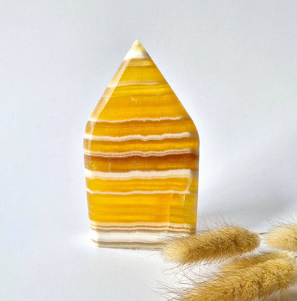 Yellow Calcite Teardrop Flame | Polished Crystal for Confidence