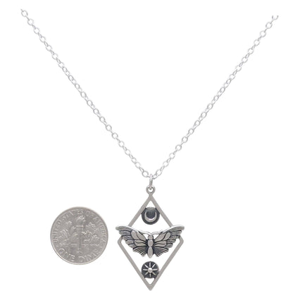 Geometric Moth Necklace | Sterling Silver