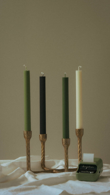 Ribbed Taper Candle | Beeswax & Soy Blend
