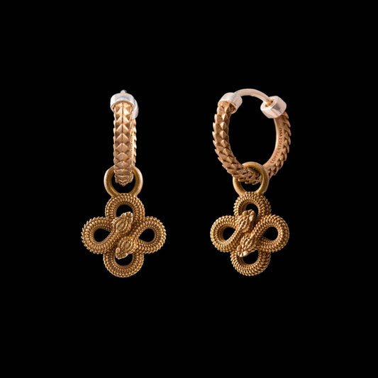 Double Snake Hoop Earrings | Brass | Coppertist.Wu