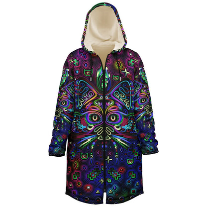 Trippy Cat Hooded Zipper Cloak | Micro-Mink Fleece