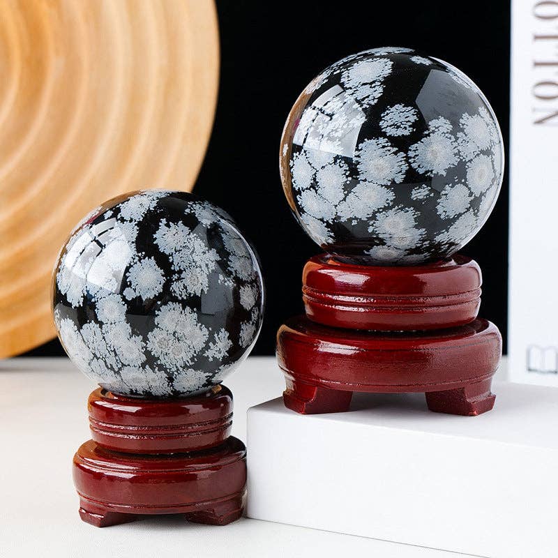 Snowflake Obsidian Sphere | Crystal for Protection & Balance