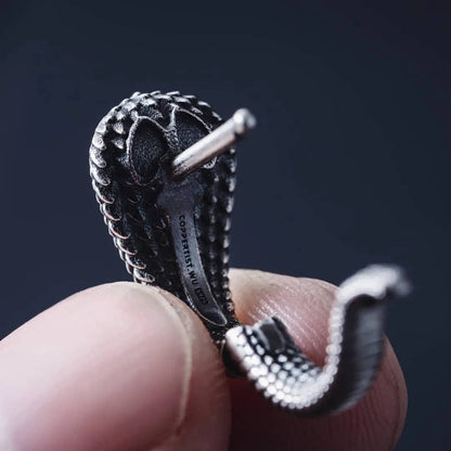 Cobra Huggie Earrings | Oxidized Sterling Silver & Zircon | Coppertist.Wu
