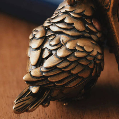 Cockatiel Bell Keychain | Brass, Purple Copper & Black Agate | Coppertist.Wu