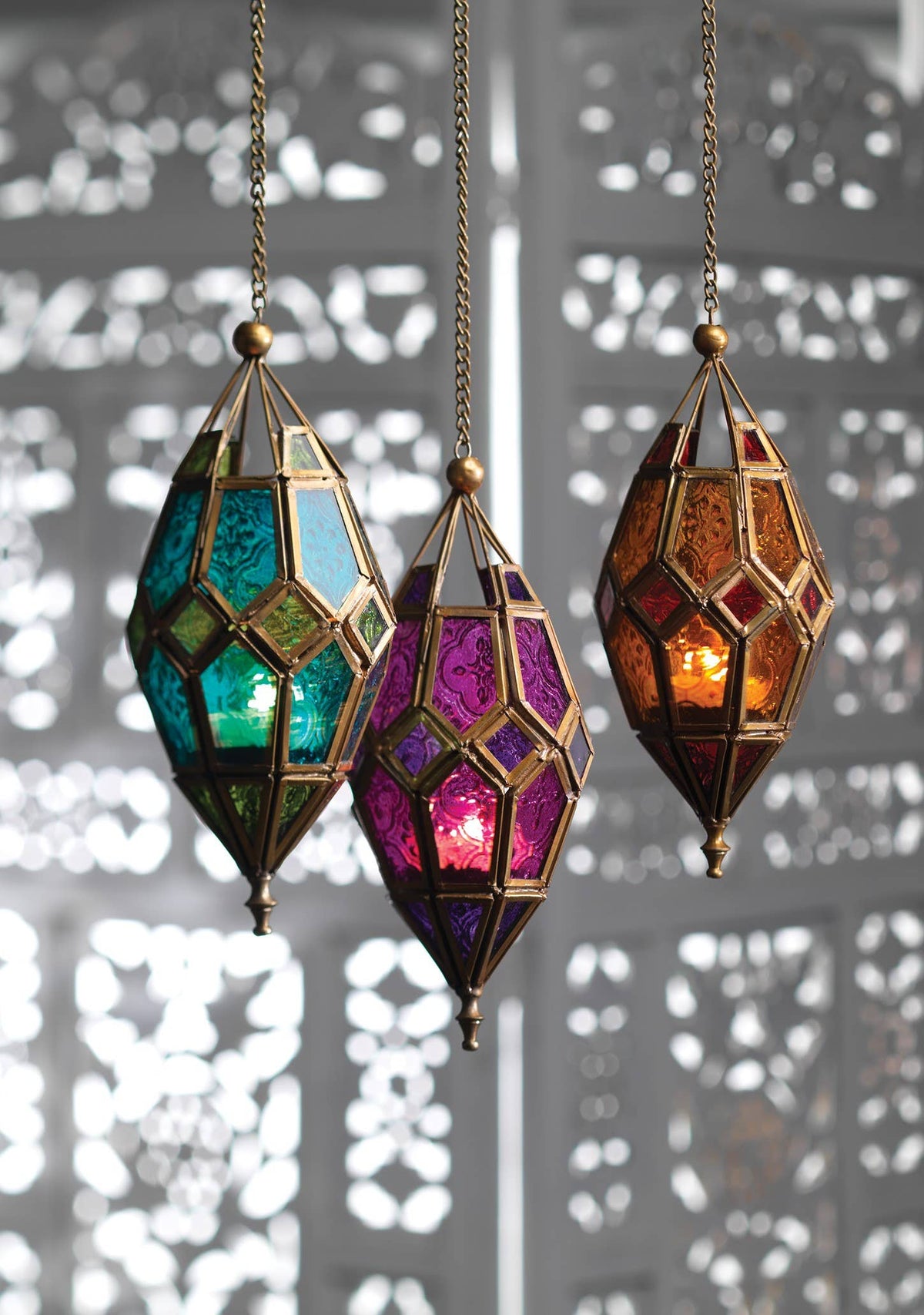 Moroccan Hanging Lantern | Handmade Glass & Metal Lantern
