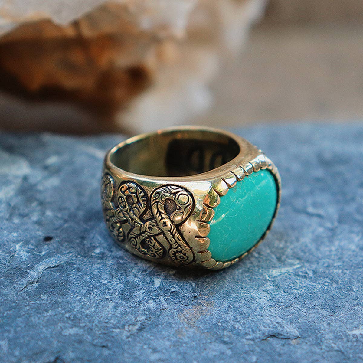 Xavier Rudd Collaboration Ring | Turquoise, Brass | Bahgsu Jewels