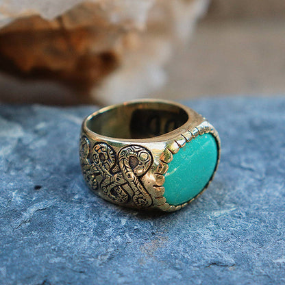 Xavier Rudd Collaboration Ring | Turquoise, Brass | Bahgsu Jewels