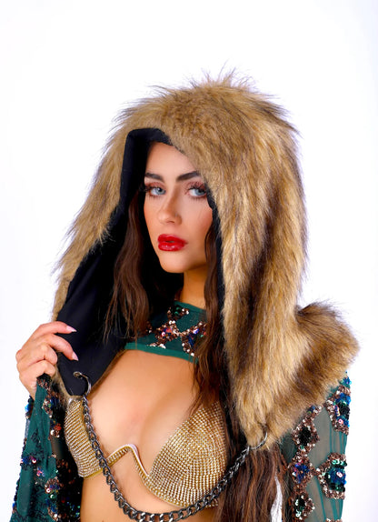 Forest Bear Fuzzy Hood | Faux Fur Festival Hood