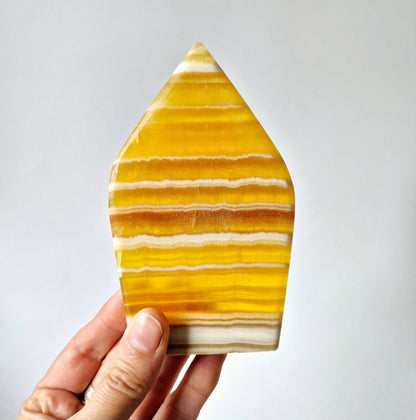 Yellow Calcite Teardrop Flame | Polished Crystal for Confidence