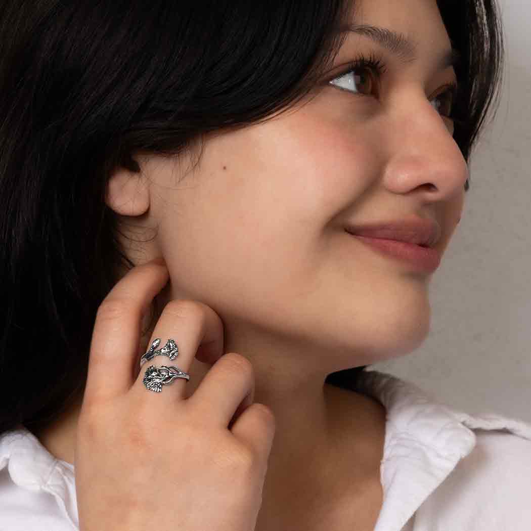 Birth Flower Rings | Sterling Silver Adjustable
